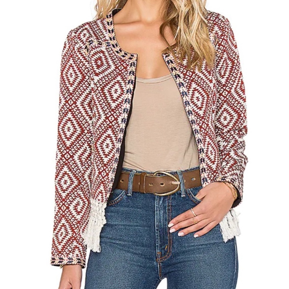 Tularosa from Revolve Aztec Print Fringe Jacket